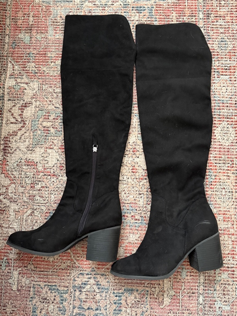 Women's Black Over-the-Knee Block Heel Boots